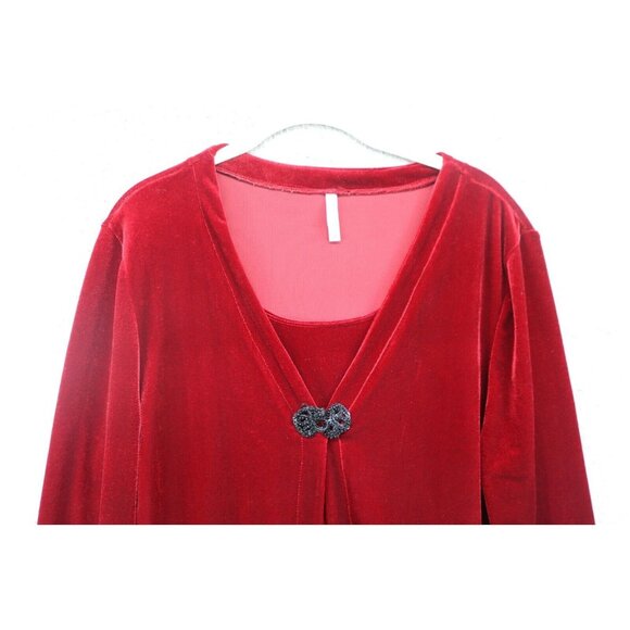 White Stag Red Velvet Maxi Skirt and Long Sleeve Top-Large-Whimsigoth - Picture 12 of 16